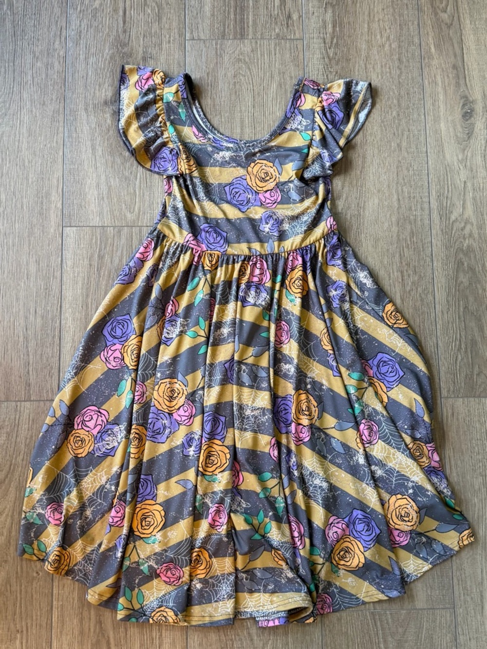 LIKE NEW Dot Dot Smile Floral Stripe Twirl Dress (Sz 8-10)